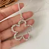 Collar Colgante de Flor Minimalista Coreana de Plata Hueca de Cinco Pétalos, Cadena Fina de Moda, Accesorio Versátil Juvenil