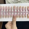 Transmisión en Vivo 30 Piezas Parches para Uñas Artísticas Removibles Estilo Ins Morado Cálido Ojo de Gato Uñas Portables de Alta Gama Venta al por Mayor