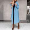 Abrigo de lana de manga larga con solapa de color liso para mujer, ropa de otoño e invierno transfronteriza de Amazon, estilo europeo y americano, con vendaje sencillo, cortavientos, 2023