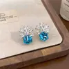 Brincos de flor em zircônia banhados a ouro 14k real, brincos de moda frescos e doces para o verão, brincos de nicho de alta qualidade
