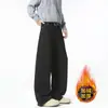 Jeans Retro de Cor Sólida com Forro de Lã Estilo Americano para Homens 2026 Nova Marca Tendência Solto Reto Versátil Flare Calça Longa