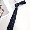 Terno Casual Masculino Moda Bordado Padrão Animal Pequeno Azul e Preto Gravata Amarrada à Mão 7cm Estilo Britânico Casamento