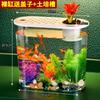 Caja de Almacenamiento de Escritorio Tanque de Peces Transparente Tanque Pequeño para Peces Dorados Paisajismo del Hogar Arreglo Floral Oficina Mini Tanque para Tortugas