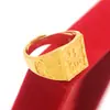 Anillo de oro arena de Vietnam para hombre Joyería de oro con moneda europea al por mayor Latón chapado en oro de 24k Anillo tyrant de carácter fu abierto