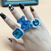 Venda Quente Transfronteiriça Urso Brilhante Mais Conjunto de Diamantes Anel de Moda Fofo Quadrado Geométrico Octogonal Diamante Cintilante Preço de Fábrica Venda Direta