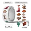 500 Peças de Adesivos em Rolo de Cowboy Estilo Ins Cowboy Transfronteiriço Material Criativo para Caderno de Recortes Adesivos de Vedação Autoadesivos