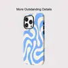 Funda Creativa Irregular Rayas Azules Manzana 14Promax para Teléfono Móvil Iphone18Pro Funda de Película de Transferencia Térmica