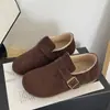 Colección nueva de invierno 2026: Zapatos de mujer cálidos con forro de felpa, que aumentan la altura, con suelas suaves, versátiles zapatos tipo mocasín estilo Birkenstock, cómodos de llevar