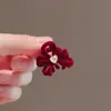 Grampo de Cabelo Red Velvet Ano Novo Chegada Outono e Inverno Agarrador Versátil Quadrado Diamante Pequeno Clipe Agarrador Fashion Laço Grampo para Franja Acessórios de Cabelo