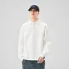 Camisa polo para hombre, camiseta de manga larga, cuello camisero de primavera y otoño para hombre, color liso, capa base de verano de peso pesado, sudadera casual versátil para hombre
