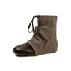 Primer Encuentro Ji Color Block Retro Botas con Cordones Fruncidas Apiladas Moda Otoño Invierno para Mujer Aumento Oculto Botines Estilo Vaquero Occidental