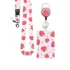 Lanyard con Hebilla Fácil de Tirar Telescópica Desmontable para Insignia de Trabajo Portatarjeta de Identificación con Corazón de Fresa UV Doble Cara Más Vendido Transfronterizo Listo para la Venta