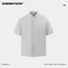 Camisa Masculina ZOEWATSON Estilo Old Money Xadrez Bolha Texturizada Manga Curta Verão Nova Gola Lapela Ombro Caído Fina
