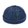 Gorro Liso de Jeans Lavado para Homens e Mulheres, Chapéu Sem Aba Personalidade Estilo de Rua Moda Chapéu de Proprietário, Chapéu Hip-Hop Tendência Dandy