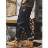 Jeans Pesado Azul Escuro Estilo Americano Calças Casuais Retas Masculinas Macacão Resistente ao Desgaste Estilo Coreano Calças Harem Afuniladas