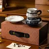 Conjunto de Xícaras de Café de Cerâmica de Luxo Leve, Chá da Tarde, Xícara Doméstica, Conjunto de Chá, Xícara e Pires de Alto Valor, Caixa de Presente, Par de Xícaras de Presente