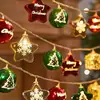 Luzes de Fio Estrelas Pentagonais Galvanizadas LED Amazon Transfronteiriças Floco de Neve Dia de Natal Decoração de Atmosfera Bola Luo Luzes Piscantes