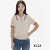 Cómodo, Casual y Elegante Verano Nuevo Estilo Coreano Bloques de Color Estilo Universitario Chica Tranquila Cuello Polo Manga Corta Top de Punto