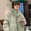 Chaqueta acolchada de algodón de dos piezas estilo Hong Kong, chaqueta de invierno para hombre, chaqueta acolchada de algodón gruesa verde retro, chaqueta acolchada de algodón informal y de moda para jóvenes.