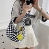 Bolso de Cuadros Casual Japonés Nuevo para Mujer de Campus Gran Capacidad para Viaje Bolso Cruzado de Cuadros Sencillo de Hombro Unisex para Mujer