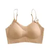 Sujetador Veraniego Ultra Fino de Sensación Hielo Sin Costuras con Copas Fijas, Cómodo y Transpirable, Recogida y Elevación de Pecho Pequeño, Soporte Lateral del Pecho, Hermoso Espalda