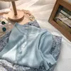 Cardigã de malha de manga curta com gola semiaberta estilo coreano para mulheres, top básico versátil simples e elegante de seda gelada para o verão