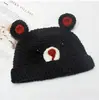 Gorro de lana tejido a ganchillo hecho a mano con forma de oso lindo estilo japonés para mujer, otoño e invierno, gorro de punto cálido y versátil para estudiantes, moderno