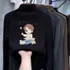 Nova camiseta infantil da moda, estilosa blusa de manga comprida com gola alta parcial em fleece, top legal para meninos, nova camada interna de outono e inverno