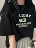 Camiseta Retro de Manga Corta con Hombros Descubiertos Estilo Japonés y Coreano de 180g para Mujer Verano 2025 Nuevo Diseño Letra Marca de Moda Transfronteriza