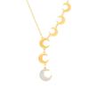 Nueva joyería europea y americana, colgante de media luna con espejo, sencillo y moderno, con microcinturón de diamantes y luna, cadena asimétrica para clavícula para mujer.