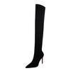 315-9 Moda estilo europeo y americano tacón alto elástico licra tacón fino punta sexy club nocturno delgado pedicura botas hasta la rodilla