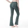Pantalones de Yoga Acampanados Micro Estampado de Leopardo Casual Ajustados Elegantes Ceñidos que Resaltan la Cadera Pantalones de Baile Adelgazantes No Restrictivos Pantalones Largos