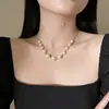 Espinhos, Prata Quebrada, Gipsofila, Colar de Pérolas, Novo Colar Feminino Simples e Versátil, Colar Corrente de Clavícula Feminino