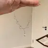 Collar Colgante de Perla con Encaje de Plata Esterlina S925 para Mujer, Cadena de Clavícula Versátil de Personalidad de Lujo Ligero de Nicho, Accesorio de Moda