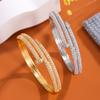 Pulsera de Uña Doble Círculo con Circonita Incrustada en Cobre Lisa Yunxi Joyería Personalizada Venta al por Mayor Doble Círculo con Circonita Incrustada en Cobre
