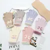 Guantes sin dedos con lazo para mujer, Invierno, Felpa cálida, Ciclismo, Pantalla táctil, Tejido, Lindo, Moderno, Chica