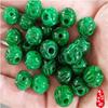 Cuentas huecas talladas de jade crudo con dragón de hierro verde seco de Myanmar, accesorios de bricolaje, cuentas sueltas de esmeralda, venta al por mayor de fábrica