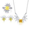 Nuevo Conjunto de Tres Piezas de Joyería Tonglin S925 Plata de Ley Anillo con Forma de Ala, Pendientes y Collar con Circonitas Amarillas