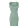 Vestido Cuadrado Ajustado sin Mangas Estilo Chica Picante para Mujer Otoño Capa Base Adelgazante Bodycon Temperamento Pura Deseo Falda Corta Ajustada a la Cadera