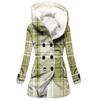 Gabardina de invierno para mujer, abrigo con capucha y estampado a cuadros 3D grueso, estilo europeo y americano, venta al por mayor, 2023