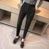 Pantalones de Traje Británico Pantalones Pies Pequeños Vestido Dipper Negocios Flu Yuppie Pantalones Marrón para Hombre