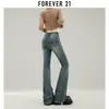 Calça Jeans Flare Cintura Alta para Mulheres Tendência Novo Retro Americano Design com Rebites Modelagem Slim Fit Comprimento Total Calça Boca de Sino