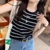 Colete Estilo Francês OEM para Mulheres, Adequado para Usar em Camadas ou Sozinho, Novo Modelo 2026, Camiseta de Tricô Listrada, Top Tendência para o Verão