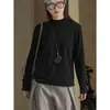 Nueva Camiseta Casual Coreana Otoño e Invierno, Color Liso Simple, Cuello Semiamantado, Manga Larga, Aspecto Adelgazante, Amigable con la Piel y Cómoda para Mujer