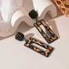 Pendientes Vintage de Leopardo, Cuero Maillard, Terciopelo, Estrella de Cinco Puntas, Ovalados, Cuadrados, de Lujo Ligero de Alta Calidad, Elegantes para Otoño e Invierno