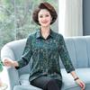 Primavera e Verão 2023 Nova Camisa Botão Floral de Meia-idade e Idosa Feminina Cardigan Top-Feminino de Meia-Idade