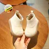 Botas para niña, botines infantiles, doble capa de algodón y forro polar, nuevo estilo otoño e invierno, zapatos de piel para bebé niña, botas tipo Dr. Martens para niña, zapatos para niño pequeño