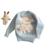 Suéter Feminino de Veludo Minky Gola Redonda Inverno 2026 Novo Estilo Versão Coreana Infantil Soltinho Cartoon Quente Malha Top