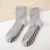 Pantuflas de Felpa para Mujer y Hombre con Agarre Calcetines de Felpa para Dormir para Hombre Calcetines Antideslizantes de Vellón de Coral Medio Lado de Felpa