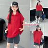 Polos de Manga Corta para Niñas, Camisetas Cortas de Verano para Niñas, Ropa de Verano para Niños, Tops Versátiles Coreanos, Colores Lisos de Verano
